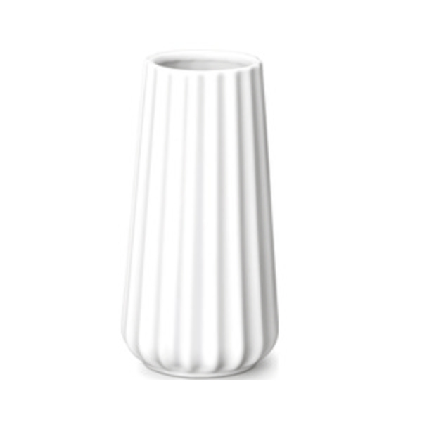 Ribbed glossy ceramic vase