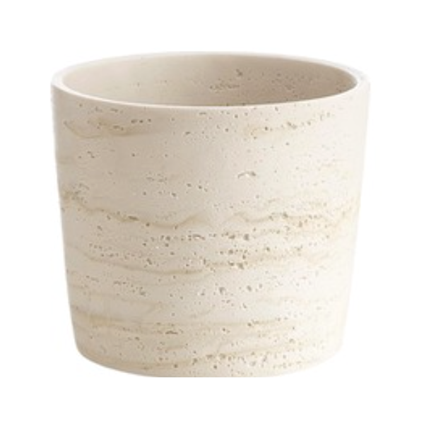 Travertine-texture plant pot