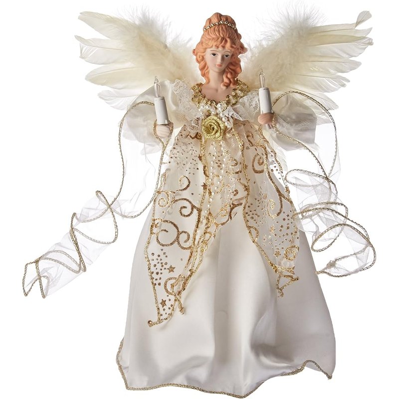 Kurt Adler lighted ivory angel treetop