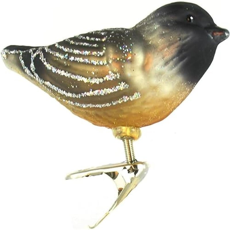 Old World Christmas glass chickadee clip ornament