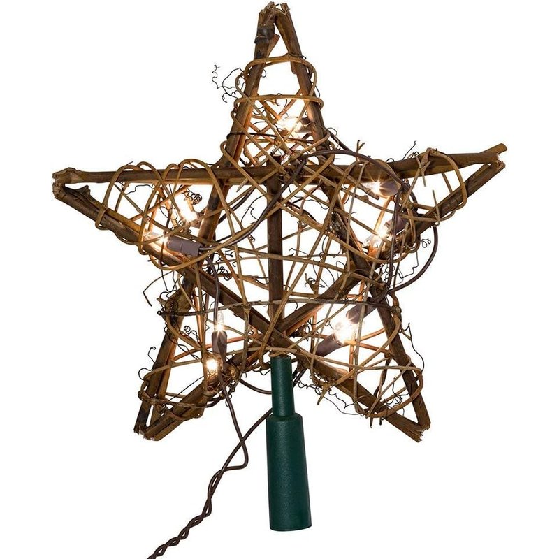 Kurt Adler lighted natural rattan star treetop