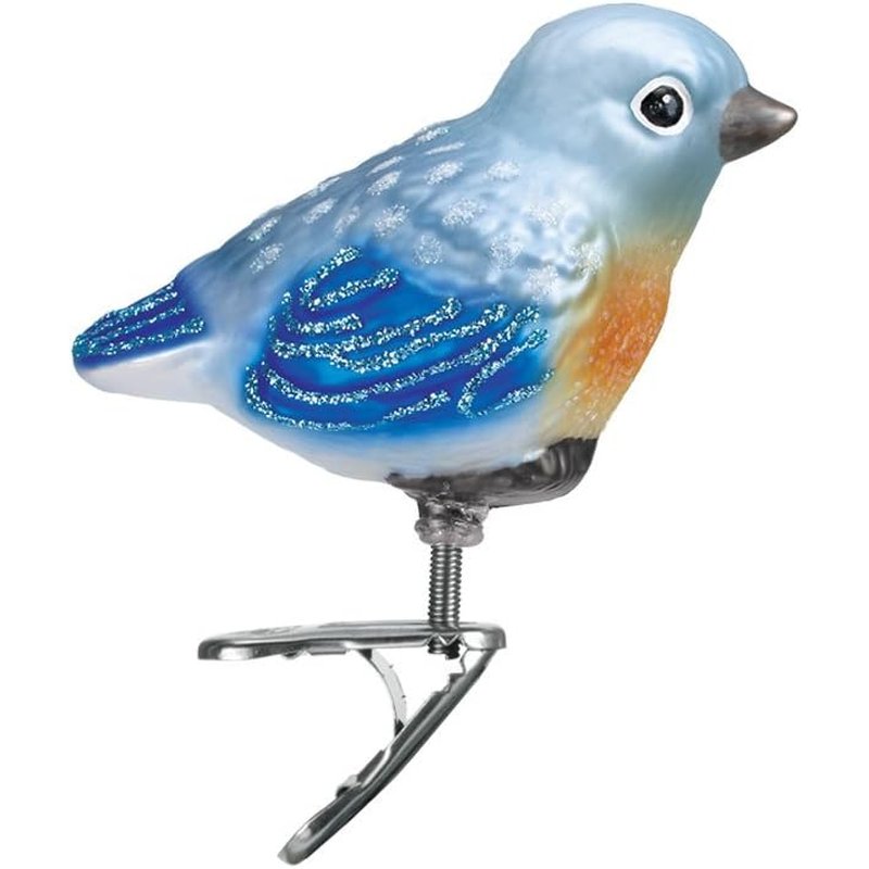 Old World Christmas glass bluebird clip ornament