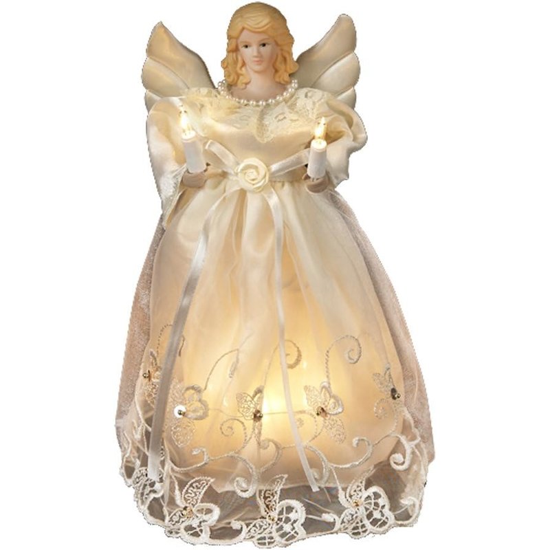 Kurt Adler lighted gold and ivory angel treetop
