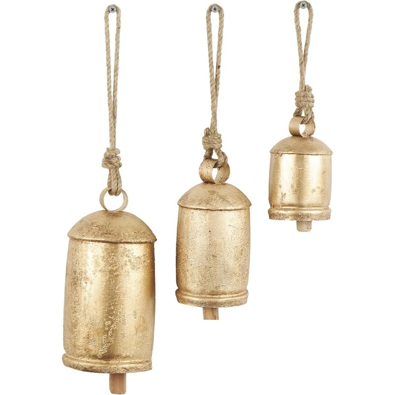 Deco 79 gold cow bells, set of 3