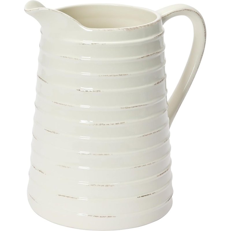 Ribbed ceramic pitcher