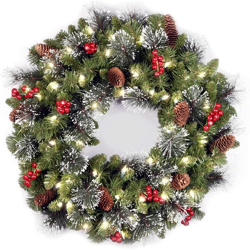 National Tree Company pre-lit Crestwood spruce wreath, 24 inch