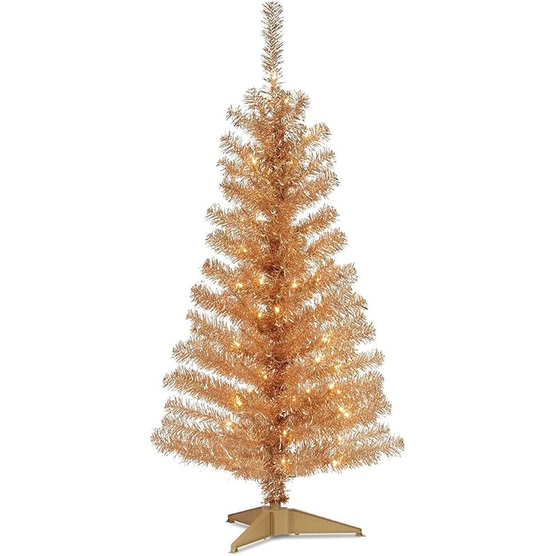 National Tree Company champagne gold tinsel tree, 4 ft