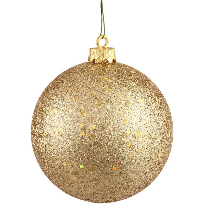 Vickerman 4 inch gold sequin balls, 6 pack