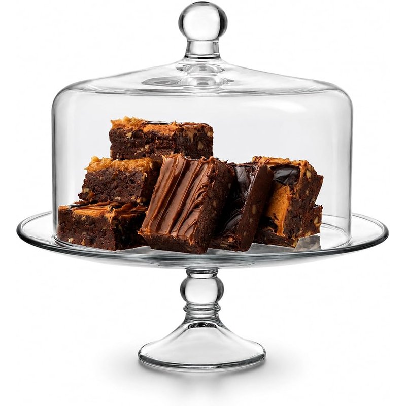 Glass cake stand with dome