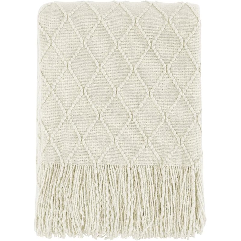 Beige knit throw blanket