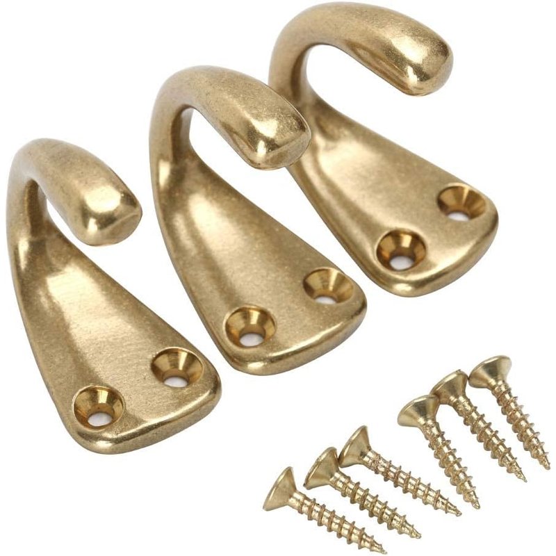 Vintage brass coat hooks, set of 3