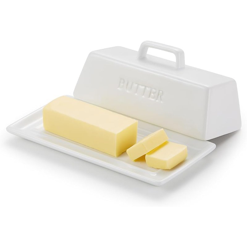 White ceramic butter dish