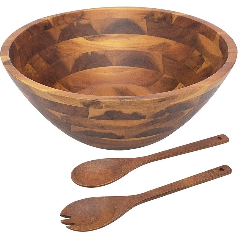 AIDEA acacia wood salad bowl with servers