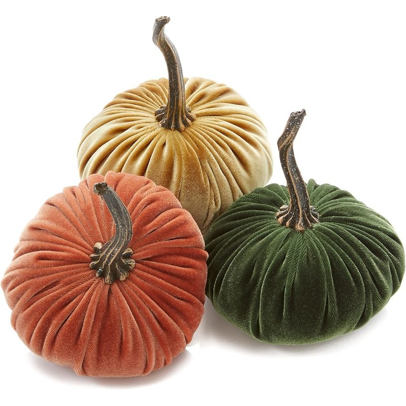 Small velvet pumpkins, set of 3