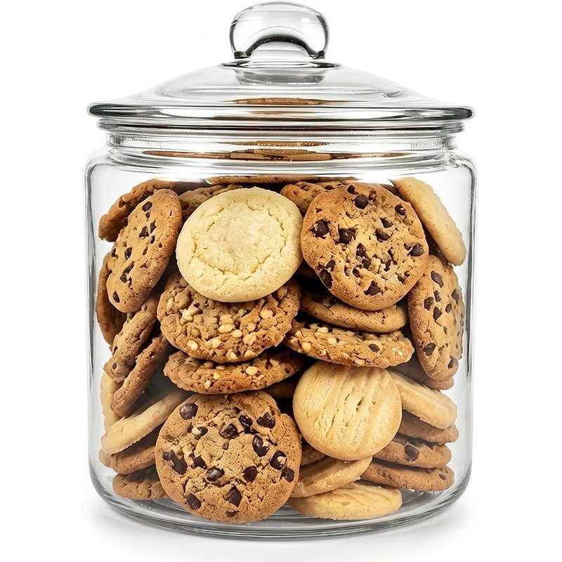 Glass cookie jar with lid, 1 gallon