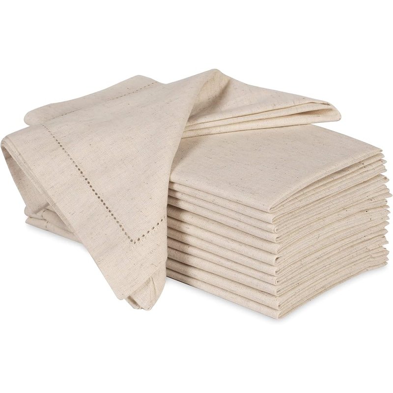 Natural cotton linen dinner napkins, set of 12