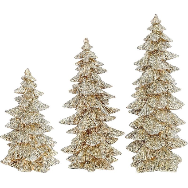 Champagne glitter trees, set of 3