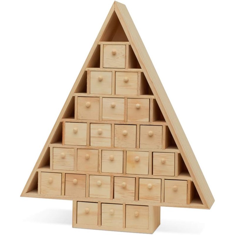 Woodpeckers wooden tree advent calendar