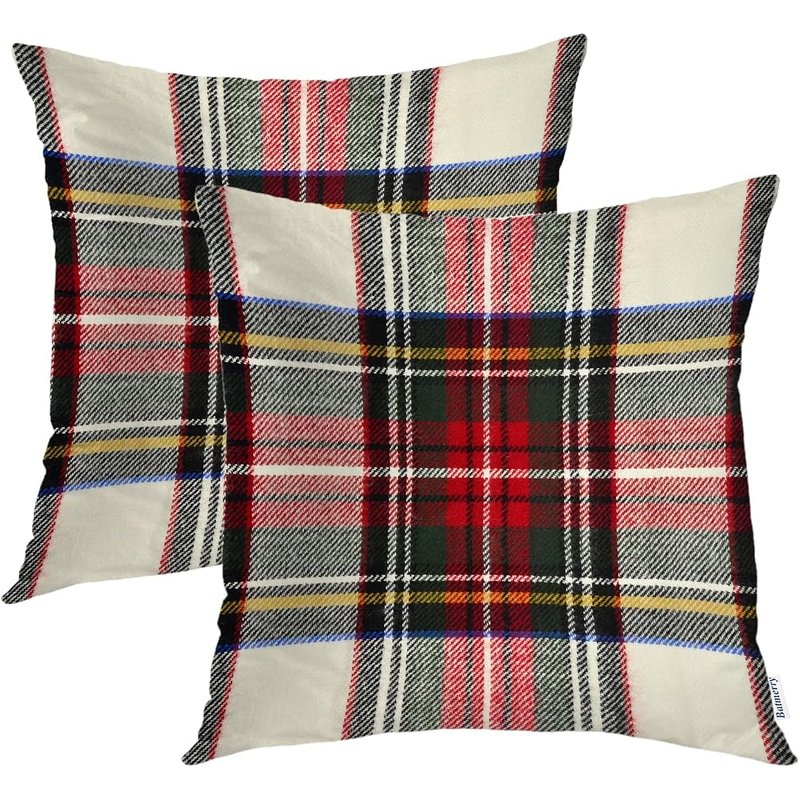 Tartan plaid pillow covers, set of 2