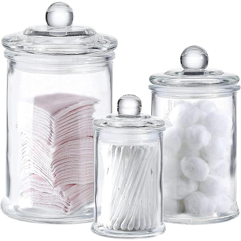 Glass apothecary jars, set of 3
