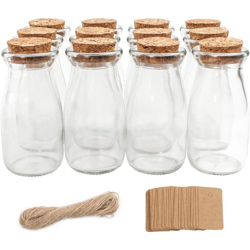 Mini glass jars with cork lids, 12 pack