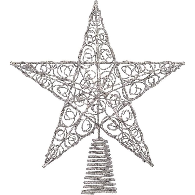 Silver glitter swirl star tree topper