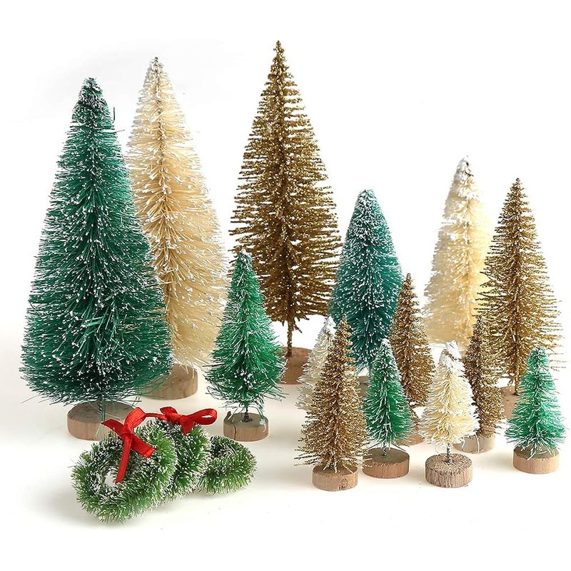 Frosted sisal bottle brush trees, 30 pieces