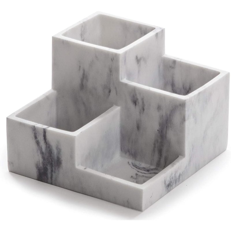 Marble-look makeup organizer