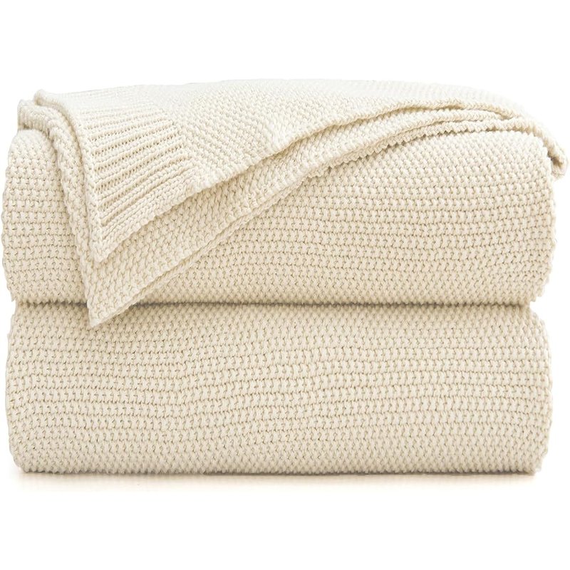 Cotton cable knit throw blanket