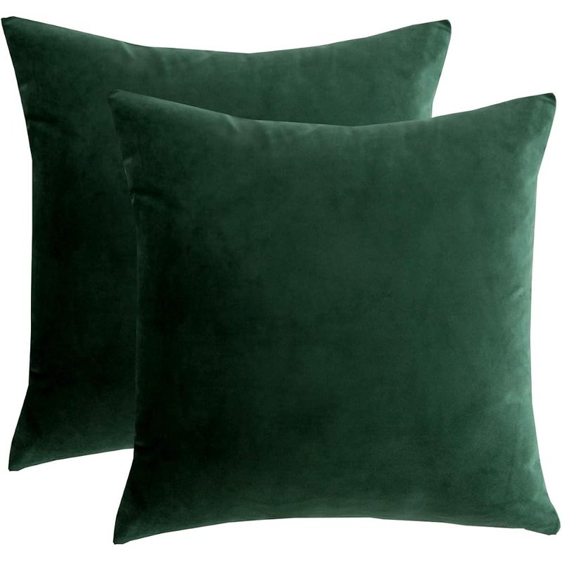 RainRoad dark green velvet pillow covers, set of 2