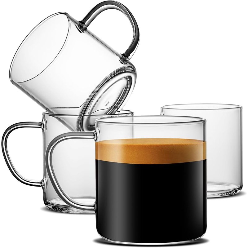 LUXU glass coffee mugs, set of 4