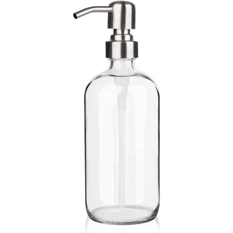 Clear glass soap dispenser