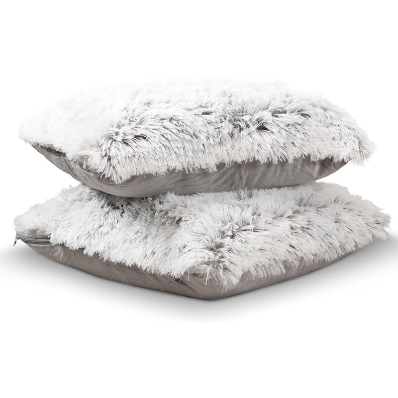 Cheer Collection shaggy faux fur pillows, set of 2