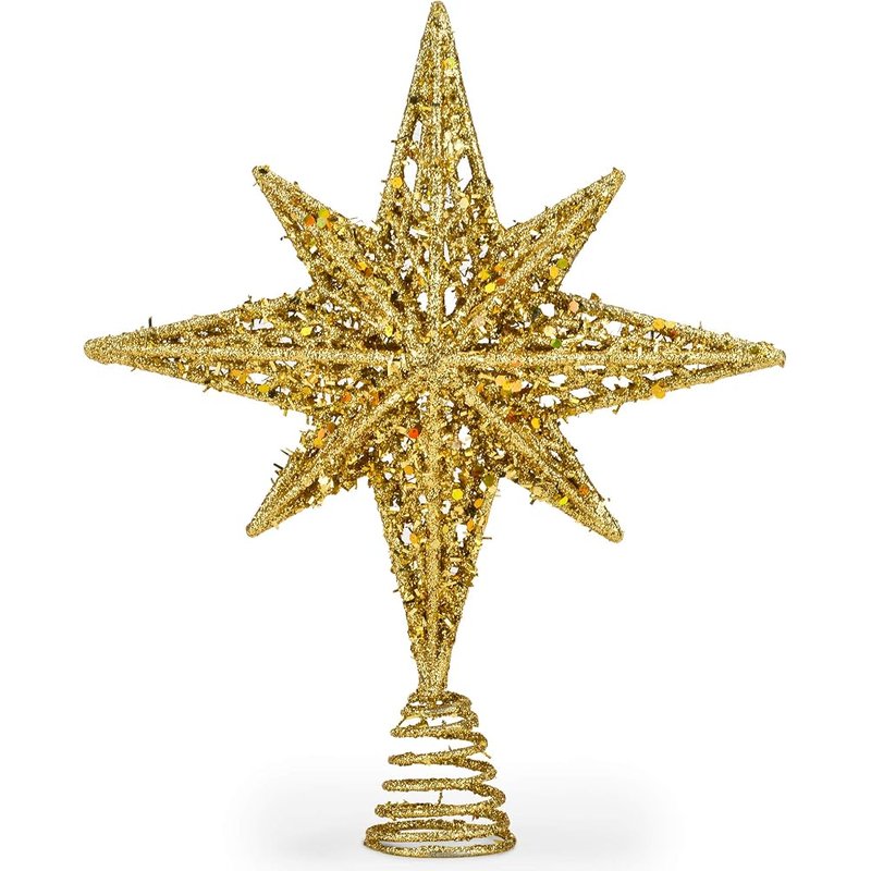 Gold glitter Bethlehem star topper