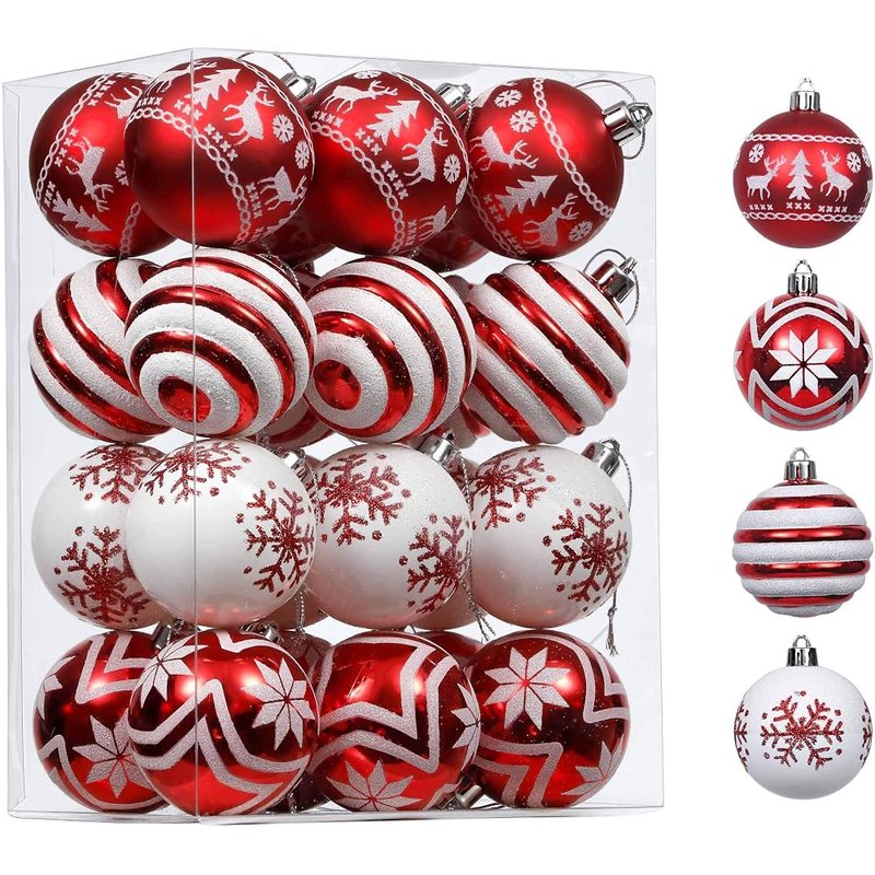 Valery Madelyn red and white ornaments, 16 count