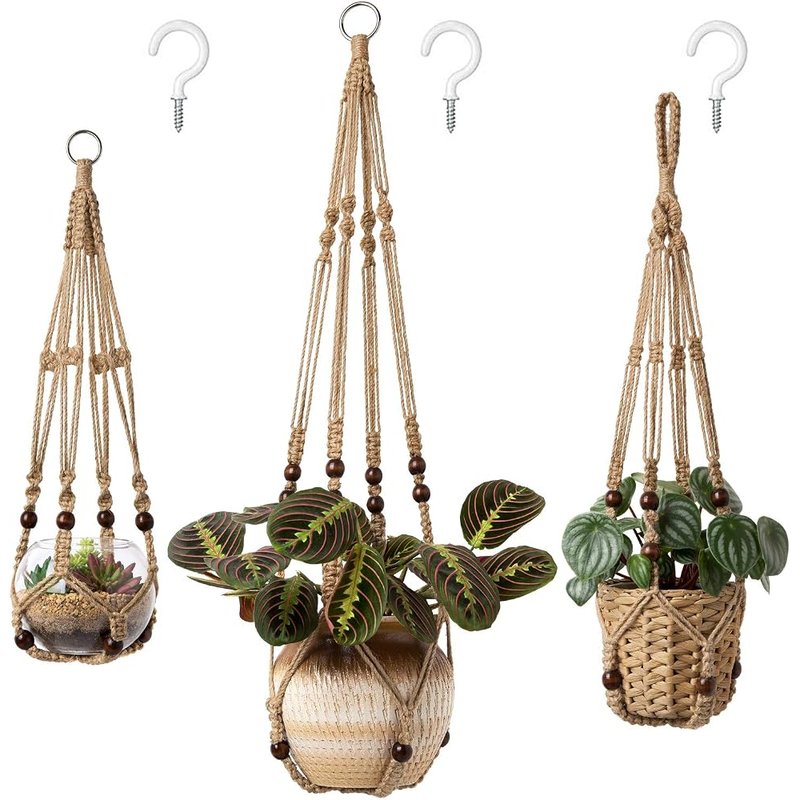 Macrame plant hangers, 3 pack