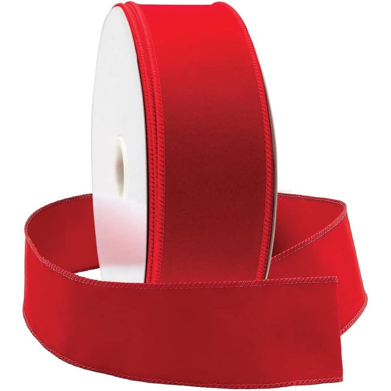 Wired red velvet ribbon, 30 yards