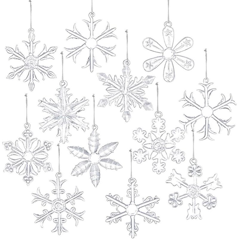 Clear glass snowflake ornaments