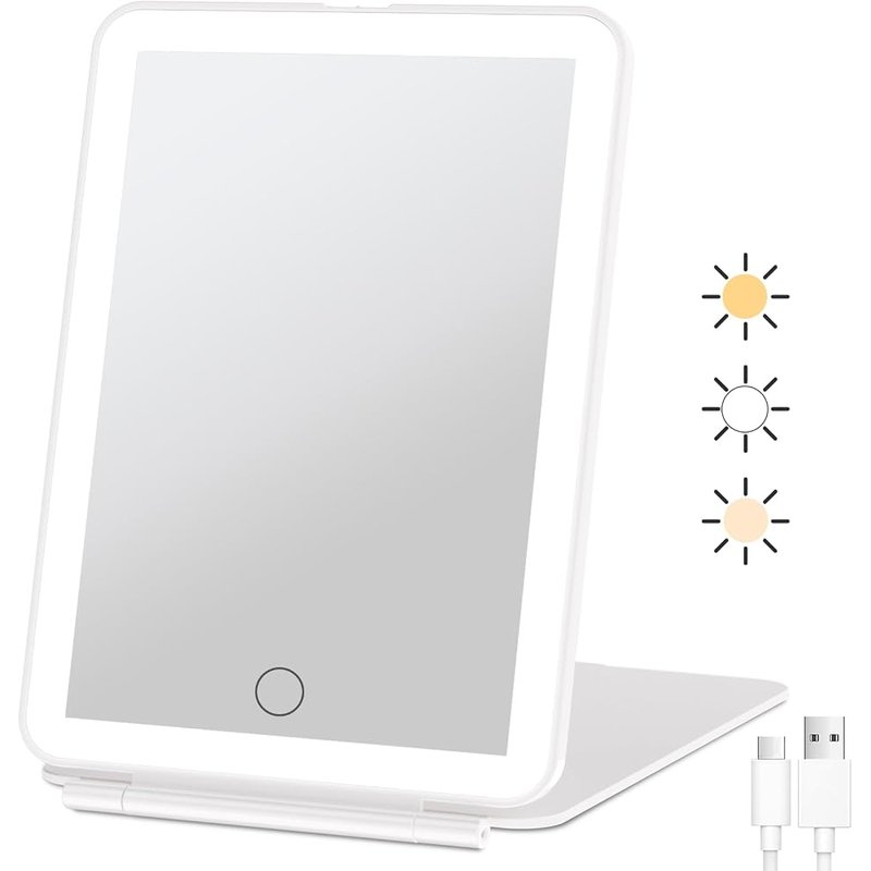 LED travel makeup mirror
