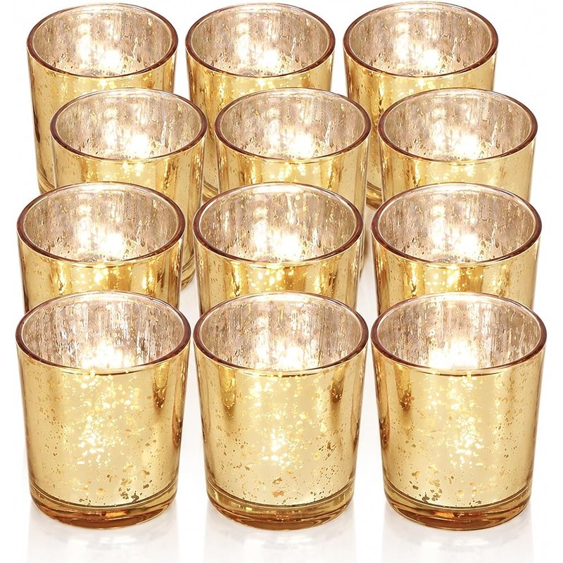 Gold mercury glass votive holders