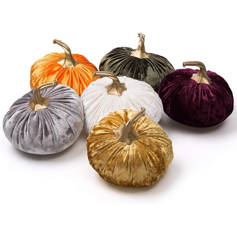 Velvet pumpkins, set of 6
