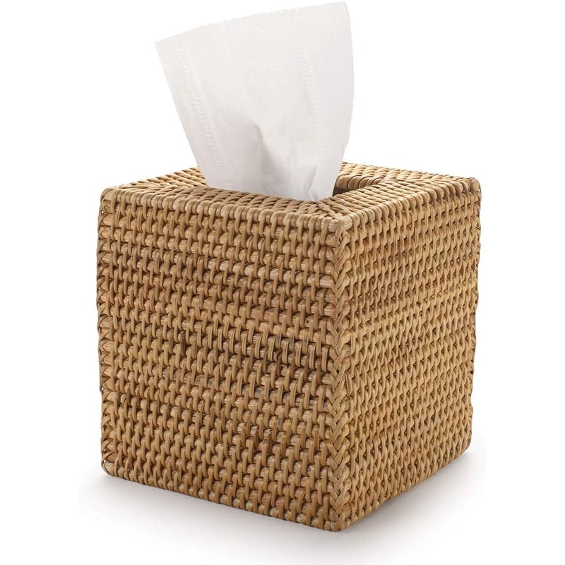 Rattan tissue box cover