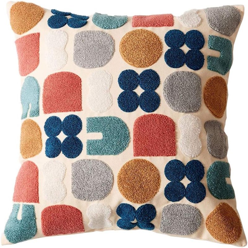 Tufted geometric pillow cover
