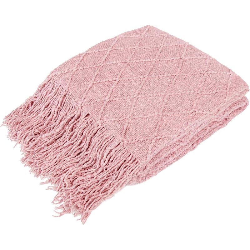 Pink knit throw blanket