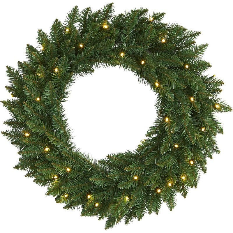 Pre-lit pine wreath, 24 in