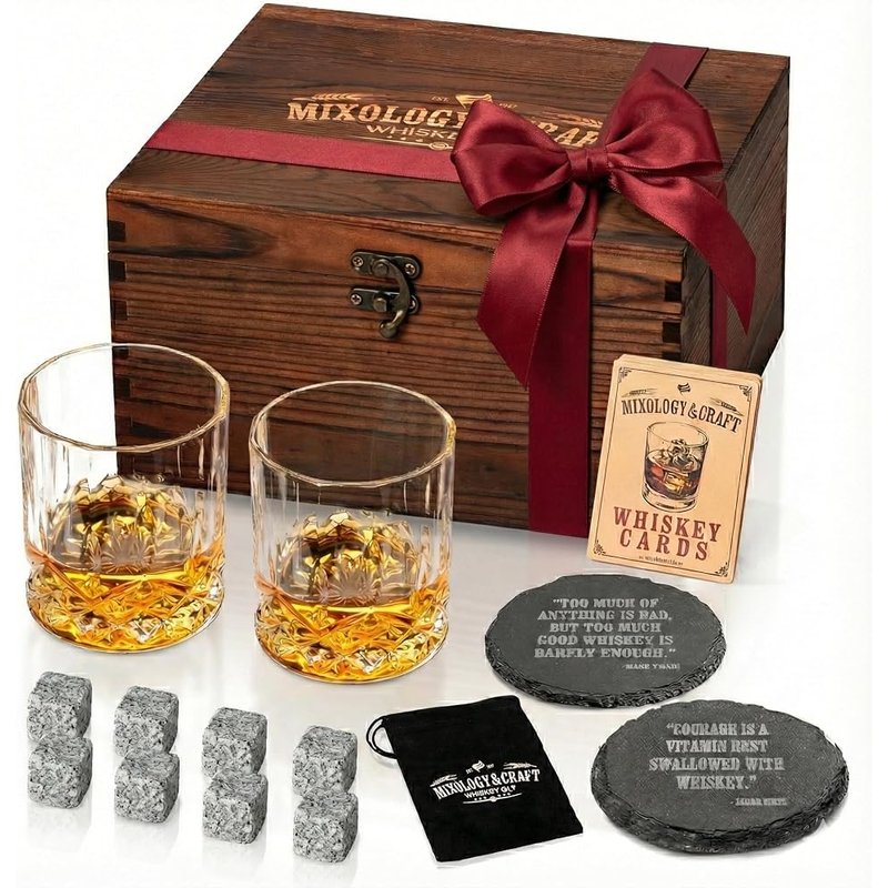 Whiskey glass gift set with chilling stones