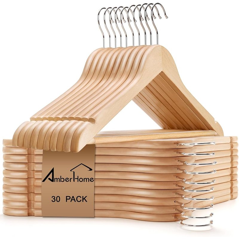 Amber Home natural wooden hangers, 30 pack