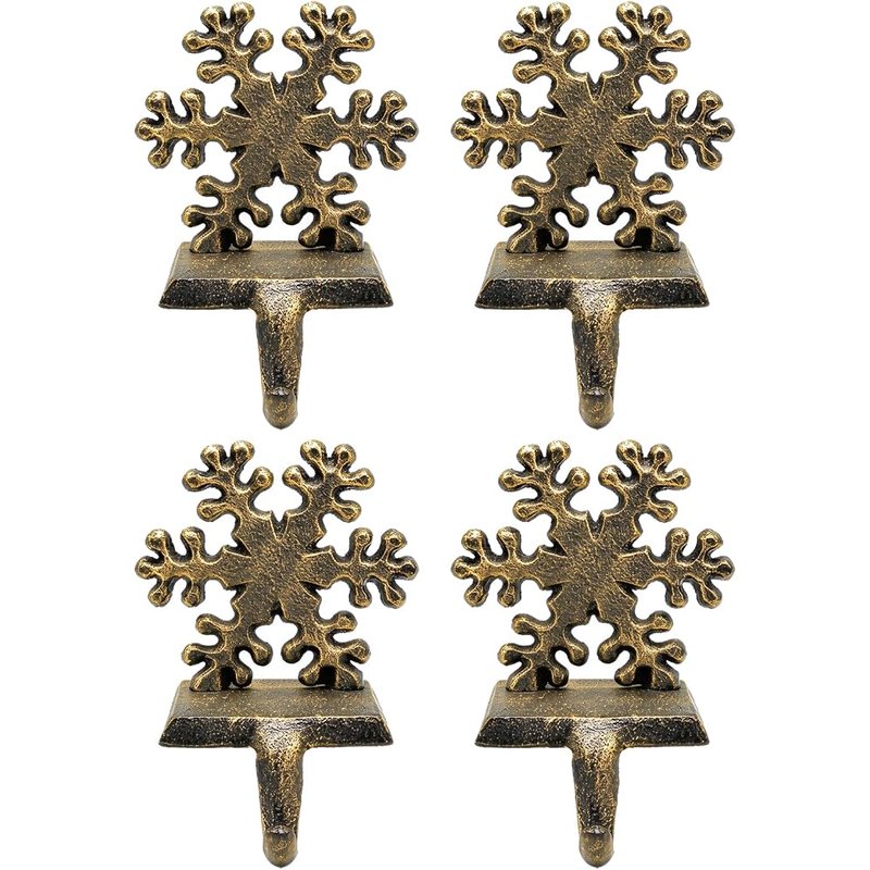 Cast iron snowflake stocking holders, 4 pack