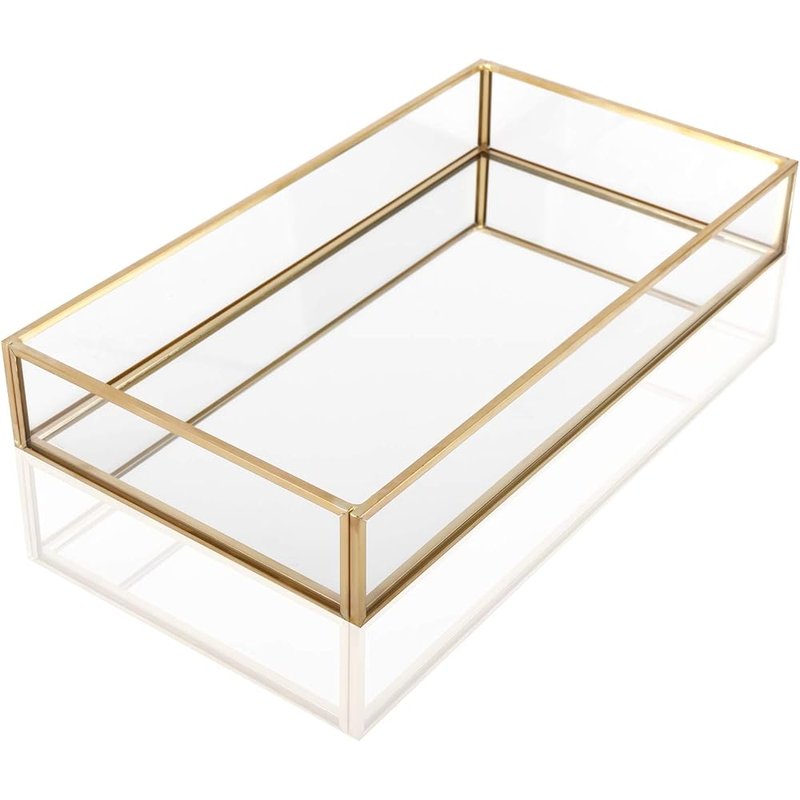 Gold mirrored vanity tray