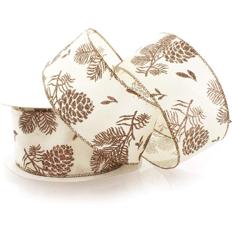 Cream pinecone ribbon
